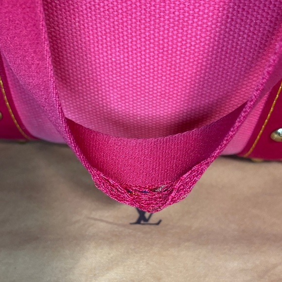 Louis Vuitton Antigua Cabas PM Pink Red Canvas Tote Bag Made in France Rare GUC - Picture 5 of 13
